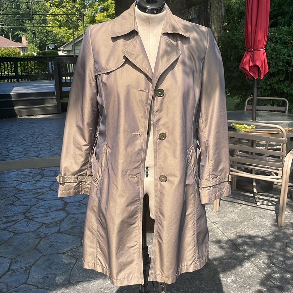 Ladies fall coat bronze in color.